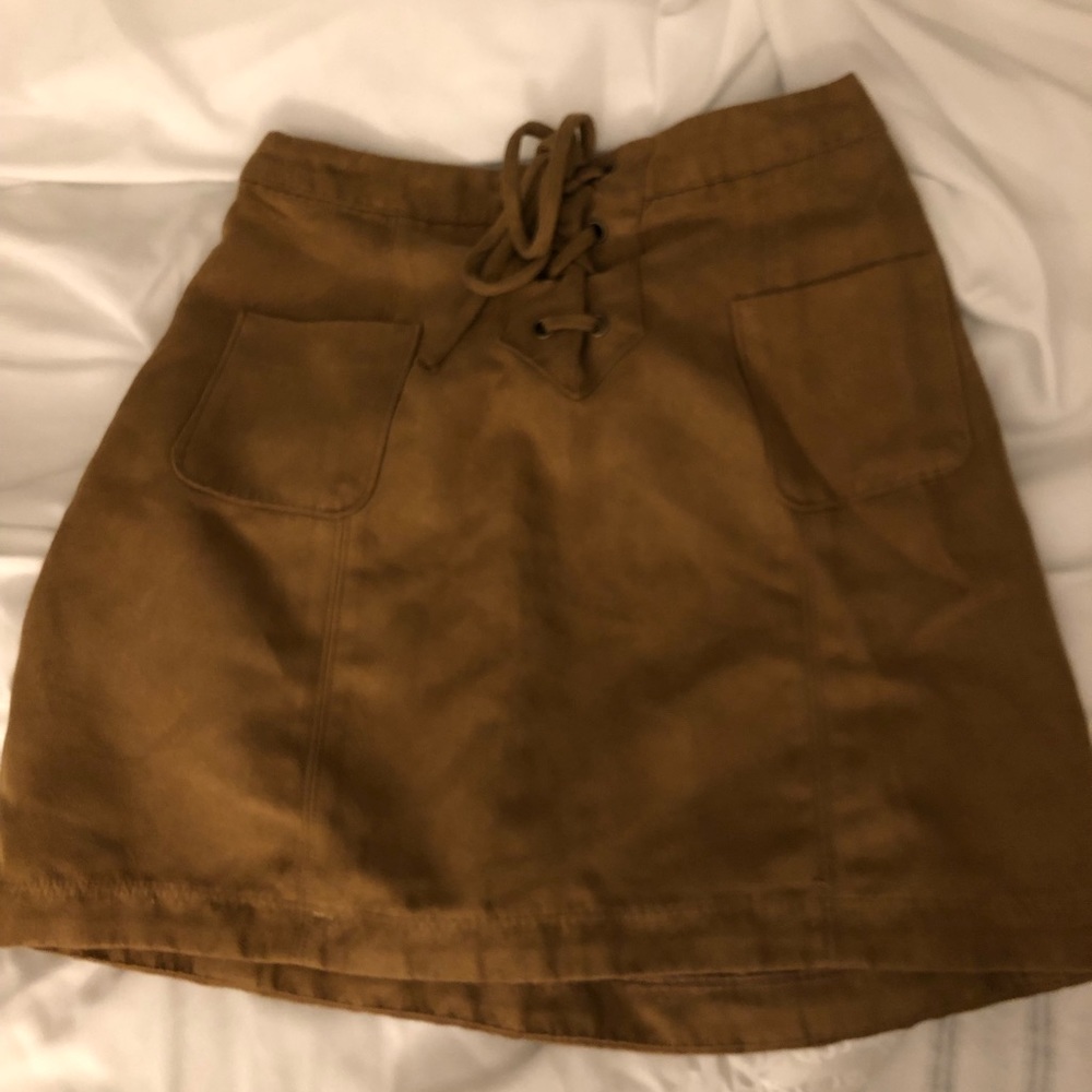 Suede lace up skirt